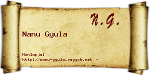 Nanu Gyula névjegykártya